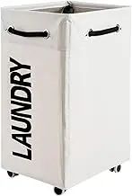 ALINK Collapsible Laundry Hamper with Wheels, Rolling Large Clothes Hamper Basket Stand with Storage Bin