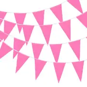 100ft Pink Pennant Banner Flags with 60PCS Triangle Bunting Flags