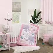 Carter's Floral Elephant Pink and Gray Bird, Butterfly and Flowers 3 Piece Nursery Crib Bedding Set - Comforter, Fitted Crib Sheet, and Crib Skirt