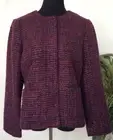 NWT Talbots Red Burgundy Polyester Wool Blend Tweed Blazer Jacket Size 12, $179