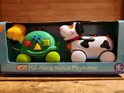 Baby Connection Pull-Along Animal Playmates With Sound Toy,Turtle,Cow,Toddler