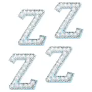 10 Pcs Iron on Letter Patches, Letter Z Rhinestone Alphabet Applique, White/Blue