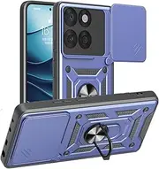 2-in-1 Case for Motorola Edge 60 Fusion with Slide Camera Protection Cover Phone Case Heavy Duty Military Grade Protective Cover phone holder,Blue