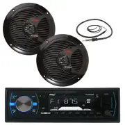 Pyle PLMRB29B Single DIN MP3 Receiver, 2x 6.5" 150W Speakers, Radio Antenna
