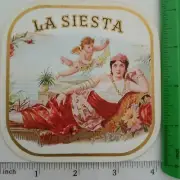 LA SIESTA - OUTER CIGAR BOX LABEL -ORIGINAL - APRX 4 × 4