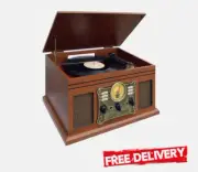Bluetooth Turntable LP Vinyl Record Player Recorder AUX MP3 CD Cassette RETRO