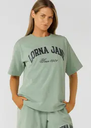 [Lorna Jane] Original Sport Vintage T-shirt in Green, Cotton, Size - Large L Washed Green Juice