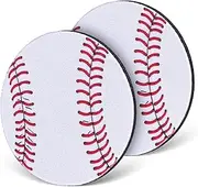 COMPUKAS 2pcs Rubber Car Coasters with Baseball Pattern Non Slip Drink Cup Mats for Truck Cup Holders Fit Car Accessories Durable Protective Inserts for Vehicle Interior