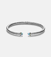 [David Yurman] David Yurman Cable Flex sterling silver and 14kt gold cuff bracelet with topazes M silver