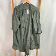 Autograph Open Front Jacket Womens 22 Green 3/4 Sleeve Lightweight NWT