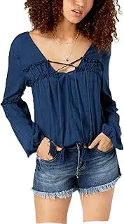 [American Rag] Juniors' Tie-Neck Peasant Top