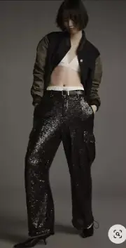 NWT By Anthropologie Sequin Cargo Pants Size 6