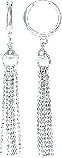 [JewelryWeb] 14k White Gold 5 Chain Hinged Long Drop Dangle Earrings 50x12mm-Dangle Earring for Women and Men