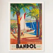 Galrie Bandol Land of Sun and Flowers Vintage Travel Poster from Cote d'Azur Artwork, White Frame, A1 60 x 84cm (23 x 33inch)