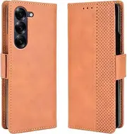 [EASSGU] Mobile Phone Case for Samsung Galaxy Z Fold6 / Samsung Galaxy Fold 6 2024 (7.6 Inch) Flip Folio PU Leather Magnetic Switch Protective Case, 3 Card Slots, 1 Wallet, Stand Case - Brown