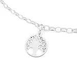 Sterling Silver 25cm Tree Of Life Charm Anklet