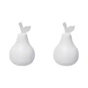 2PK LVD Wood Drift Pear Fruit Figurine Decor 11x20cm - White