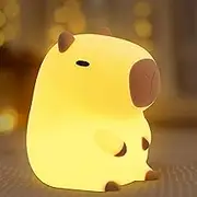 Cute Night Light for Kids, Soft Silicone LED Touch Toddler Lamp with Timer, USB Rechargeable Dim Feeding Warm White Nightlight (Capybara)
