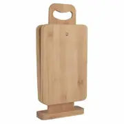 4 Piece Premium Natural Bamboo Cutting Chopping Block Set With Display Stand