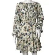 BNCI Women's Biba Pleated Peasant Dress Floral Tropical Multicolor Size S