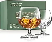 Brandy Snifter Glasses Set of 2 - Small Cut Glass Brandy Goblets for Scotch or Whiskey - Elegant Cognac Glasses - European Crystal 8.5oz - Wicklow Design