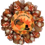 Faith Family Friends Harvest or Thanksgiving Handmade Deco Mesh Wreath