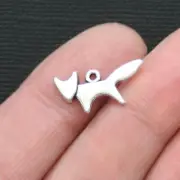 BULK 60 Fox Charms Antique Silver Tone 2 Sided - SC3049