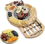 Xvilmaun Charcuterie Board | Wood Large Cheese Board for Charcuterie | Built-in Drawer Serving Tray, Food Container for Kitchen Home Yard Housewarming Gathering Event