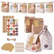 Advent Calendar Bags DIY Set Paper Stickers Christmas Decor Arrival Schedule