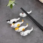 5Pcs Cat Chopsticks Rest Set Ceramic Chopsticks Holder for Dinner Fork