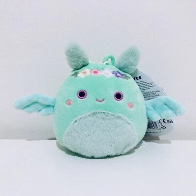 Squishmallows Clip Tove the Moth 3.5 Inch Soft Mint Green Plush BNWT