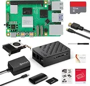 Raspberry Pi 5 8GB Starter Kit with 32GB Card, Active Cooler, Case, HD Out Cable, USB C Power Supply, Card Reader, Adapter, Screwdriver - WiFi, Bluetooth, 802.11ac, Single-board Computer