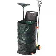Green Garden Leaf Collector Caddy with Hand Scoop Collapsible Trash Can