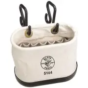 14 in. Tool Bag Canvas Oval Aerial Bucket with 15 Pockets, Hooks Klein Tools