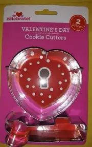 Celebrate Valentine's Day Cookie Cutters Heart/Key Shaped 2 per sheet.