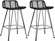 Bar Chairs 2 pcs Black Rattan Bar Chair