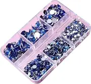 1 Box Glitter Flatback Crystal Rhinestones Gems Dark Blue Resin Flatback Rhinestones for Nail Art DIY Crafts