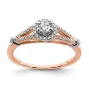 14K Rose Gold Real Diamond Engagement Ring