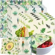 BYTTME Reusable Beeswax Wrap - 9 Pack Wraps for Food, Food Wraps, Bread Sandwich Wrapper Organic, Sustainable, Biodegradable, Zero Waste, Plastic-Free Storage Pack(Green Plants)