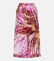 [Dries Van Noten] Dries Van Noten Sami printed gathered midi skirt AU 10 pink