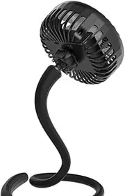 A2C Handheld Portable Baby Stroller Fan,4000 mAh USB C Rechargeable Battery Operated 3 Speed Cooling 4000 RPM Strong Airflow 360° Rotatable Flexible Tripod Clip On Fan for Car Seat - Black