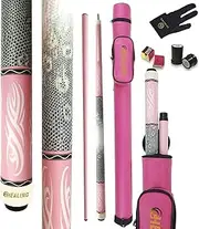 Healing High - Tech Pink Carbon Fiber Billiard Cue with T700 Carbon Fiber Forelimb Pool Cue Stick 58", 19-20 oz Professional Pool Stick with Radial Joint, Multi - Layer 12.4mm Tip & Comfort Grip