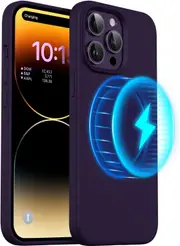 For iPhone 14 Pro Case MagSafe Liquid Silicone Anti-Scratch Gel Rubber Shockproof Protective Magnetic Cover for Apple (2022) - Purple