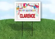 CLARENCE HAPPY BIRTHDAY BALLOONS 18 in x 24 in Yard Sign Road Sign with Stand