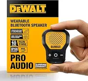 [DEWALT] Wearable Bluetooth Speaker (Updated Version), Clip-On Wireless Jobsite Pro Water-Resistant Portable Speaker (Non-Magnetic), Built-in Mic for Hands-Free Music/Calls, Bluetooth Speaker