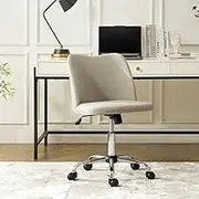 HULALA HOME Armless Office Chair with Adjustable Height, Metal Legs, Lumbar Support Backrest, and Smooth Rolling Wheels, Grey