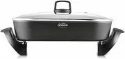 Sunbeam DuraCeramic Large Frypan, Electric Non-Stick Frying Pan with Lid, 2400W, Fry, Roast, Bake, Baste & Slow Cook, Variable Temperature Settings, Tilt & Baste Lever, Charcoal Grey