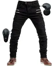 SHUOJIA Men's Motorcycle Trousers Jeans with Protection Motorcycle Biker Trousers 4 x Protective Equipment