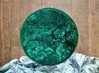 15" Round Premium Stone Malachite Side Table Top Counter Desk Handmade Arts Deco