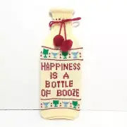 VTG Liquor Wine Bottle Dress Knit "Happiness is a Bottle of Booze" Holiday Gift
